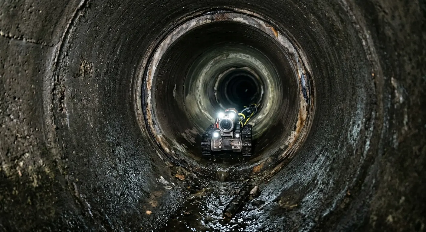 Robotic sewer camera inspecting pipe interior for Drain Snake Service in Carroll